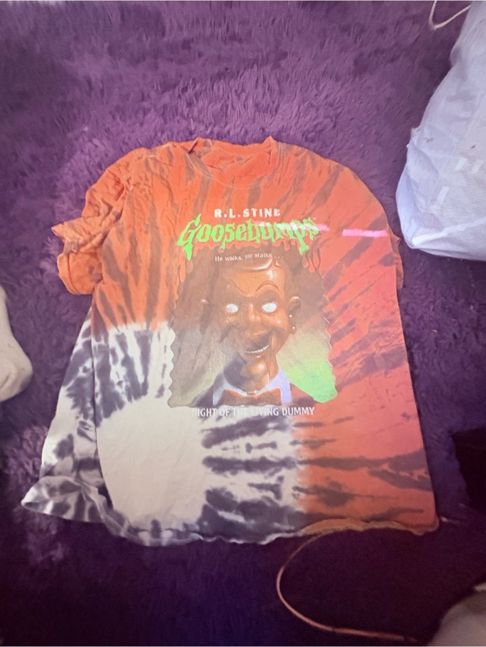 Goosebumps Tie-Dye Graphic Tee - Orange, Black & White